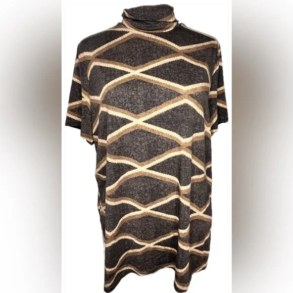 NWT - Lauren Ralph Lauren Diamond Print Turtle Neck Blouse Size 1X - Picture 2 of 7